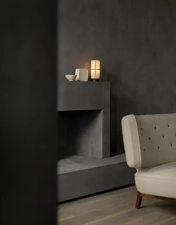 Radiohus Sofa Fully Upholstered RE-WOOL PC1T Global HR BUTTONS Vegetal 4-Legs Base - Re-wool 218-Walnuss, Lederknöpfe, 3-Sitzer - Audo Copenhagen
