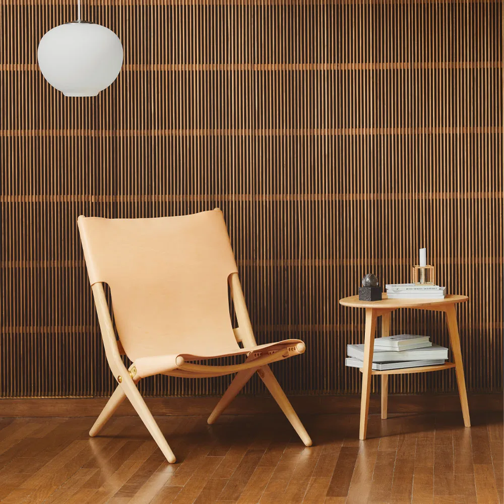 Saxe Sessel, Leder natur, geseiftes Eichenholzgestell Audo Copenhagen