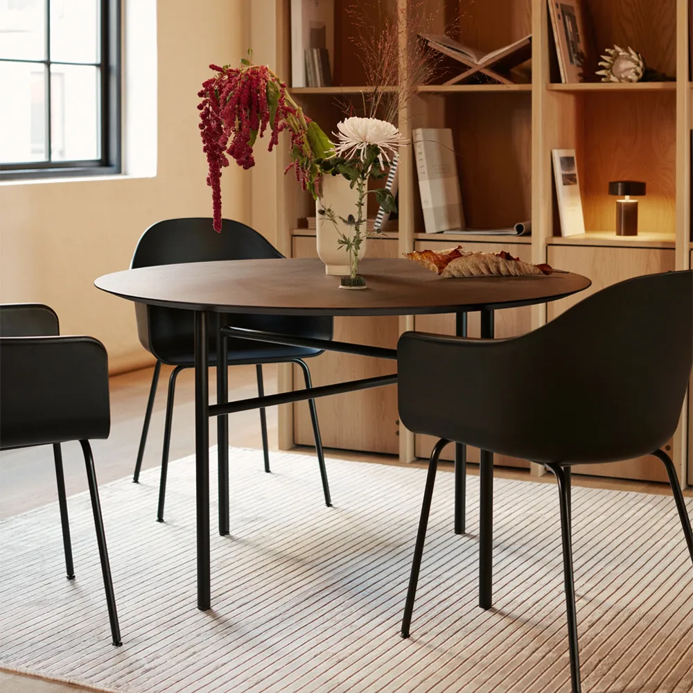 Snaregade Round Esstisch rund, Charcoal linoleum, ø120cm, Schwarzes Stahlgestell Audo Copenhagen