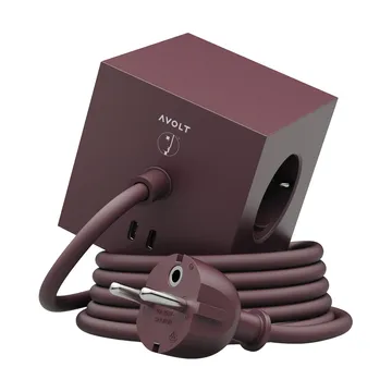 AVOLT x Bauhaus-Archiv Square 1 Steckdosenleiste USB-C - Mulberry Red - Avolt