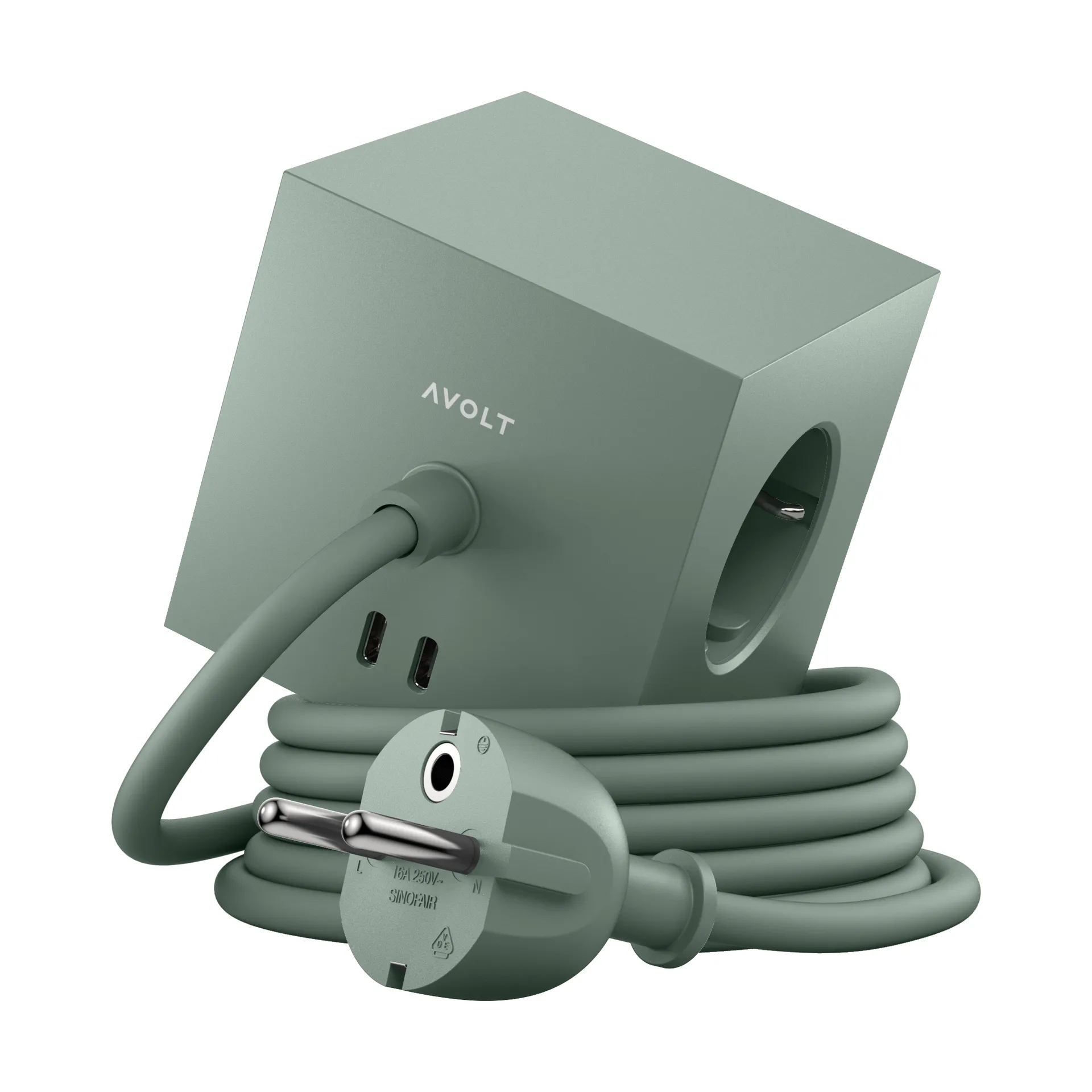Square 1 Steckdose USB-C 30W 1,8 m, Oak green Avolt