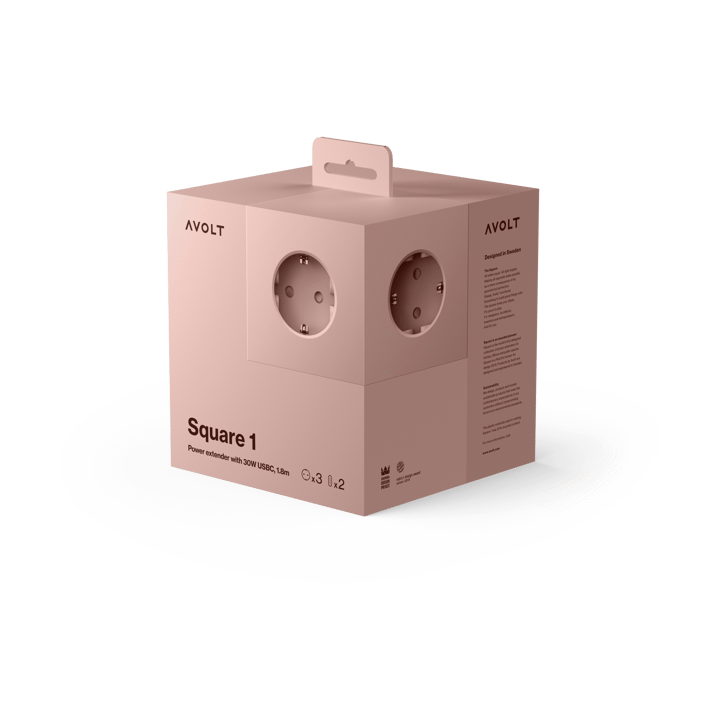 Square 1 Steckdose USB-C 30W 1,8 m, Old Pink Avolt