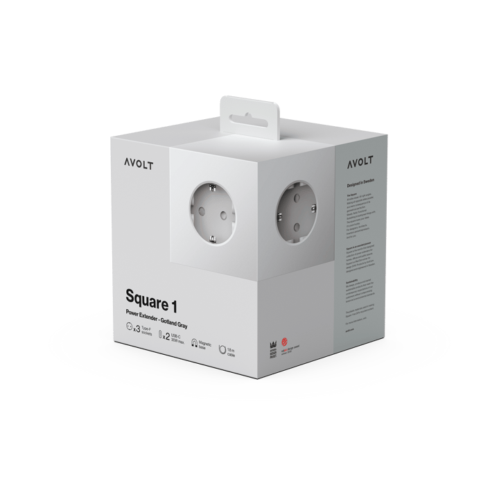 Square 1 Steckdosenleiste USB-C 30W 3 m, Gotland Gray Avolt