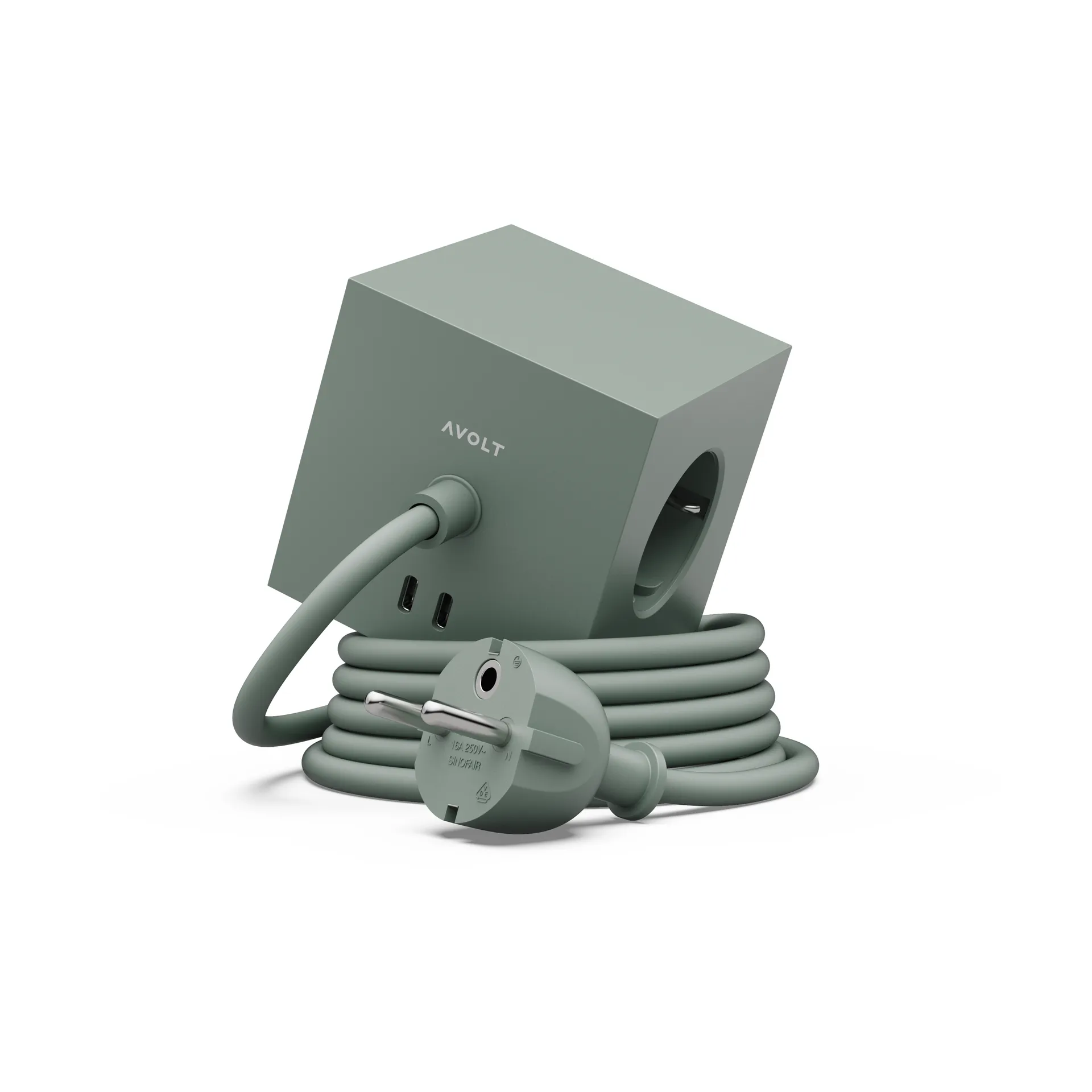 Square 1 Steckdosenleiste USB-C 30W 3 m, Oak Green Avolt