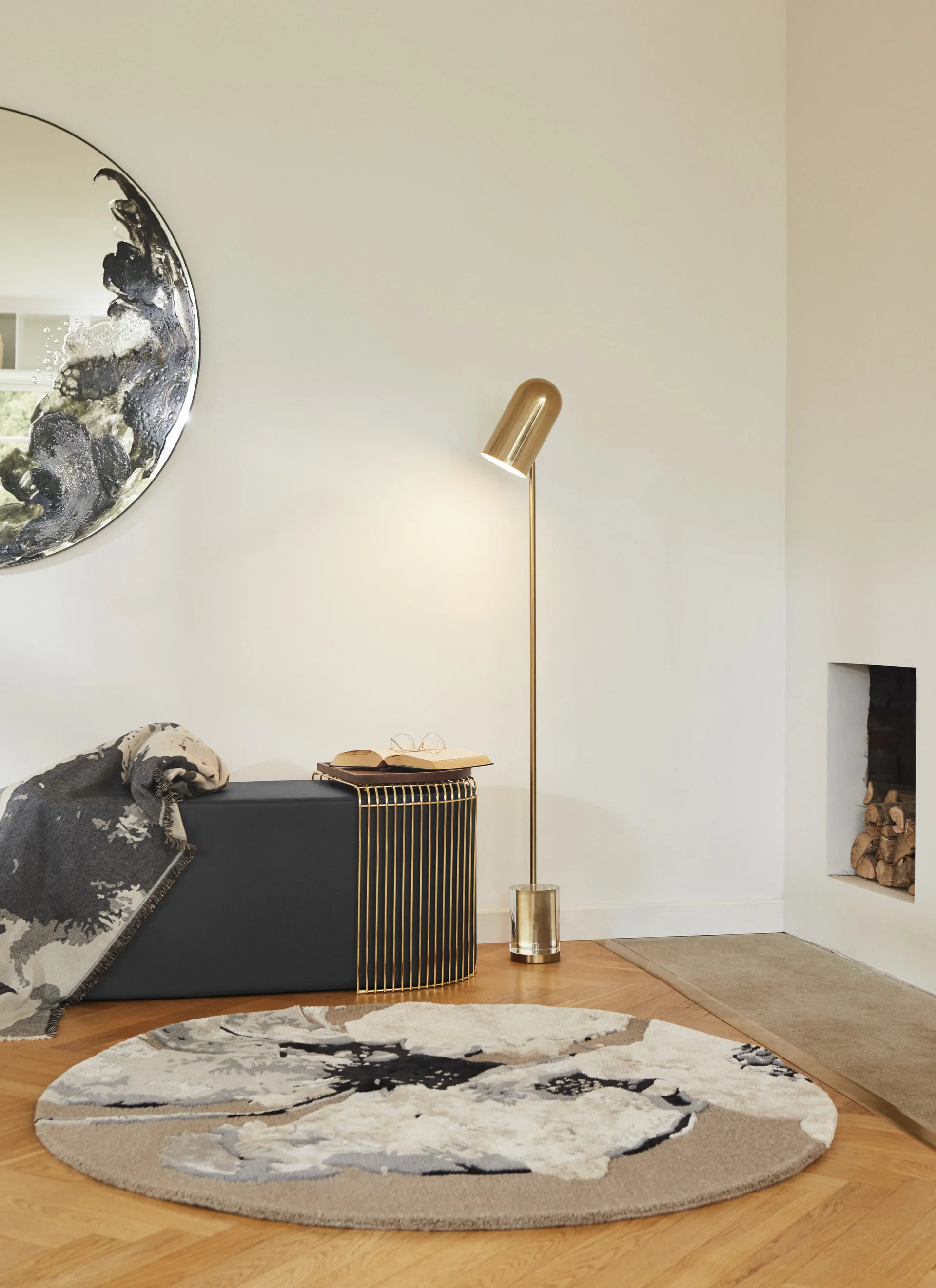 Floreo Teppich Ø200cm, Weiß-grau AYTM