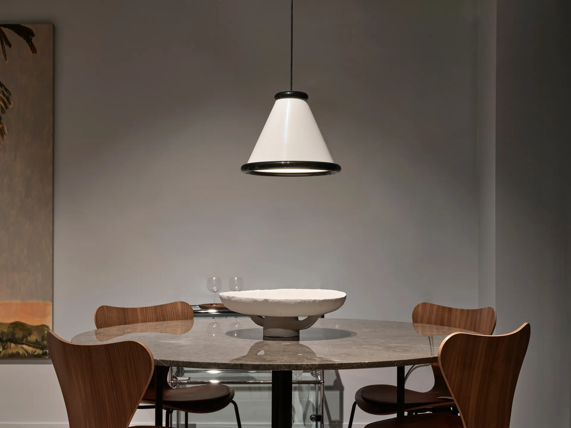 Belle Pendelleuchte Ø36 cm, Glossy weiß-glossy schwarz Belid