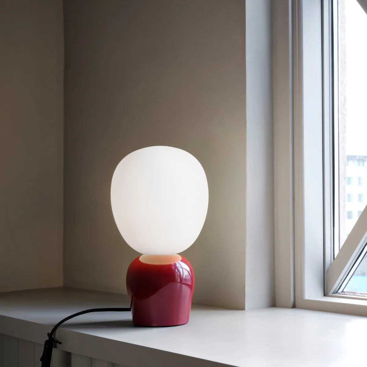 Buddy Tischleuchte Opalglas, Weinrot Belid