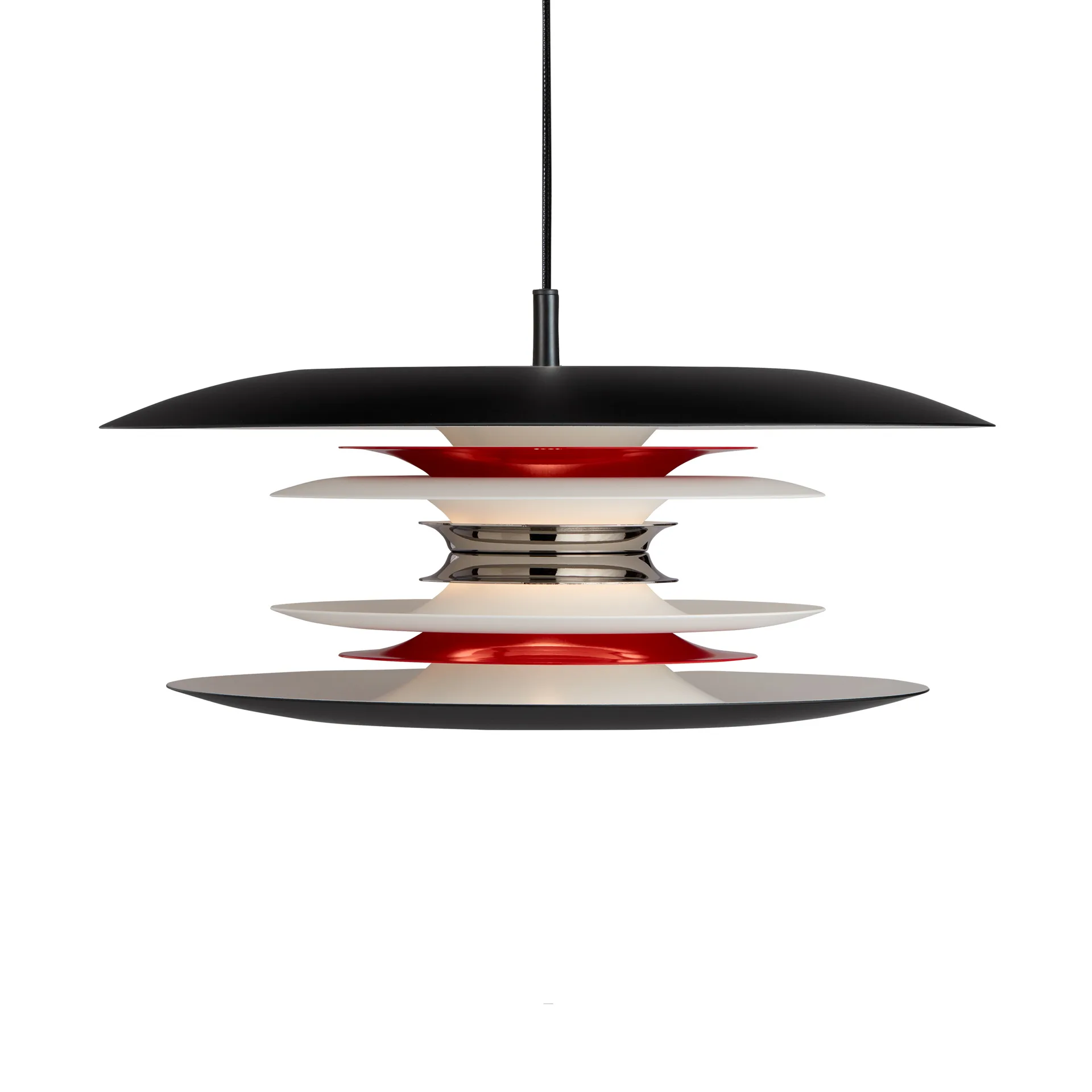 Diablo Pendelleuchte Ø40cm, Mattschwarz-Rot glänzend Belid