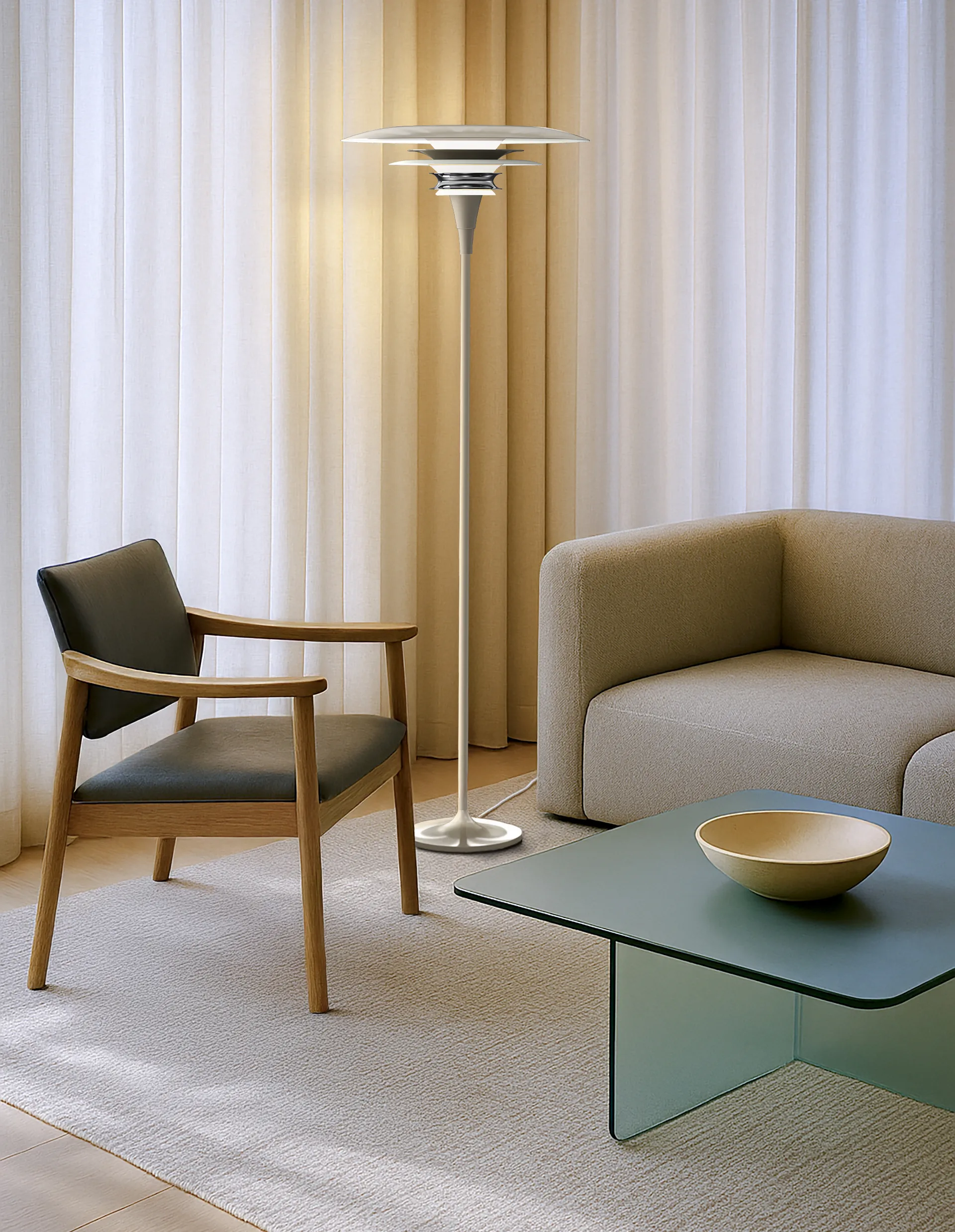 Diablo Stehleuchte Ø50cm, Soft greige Belid