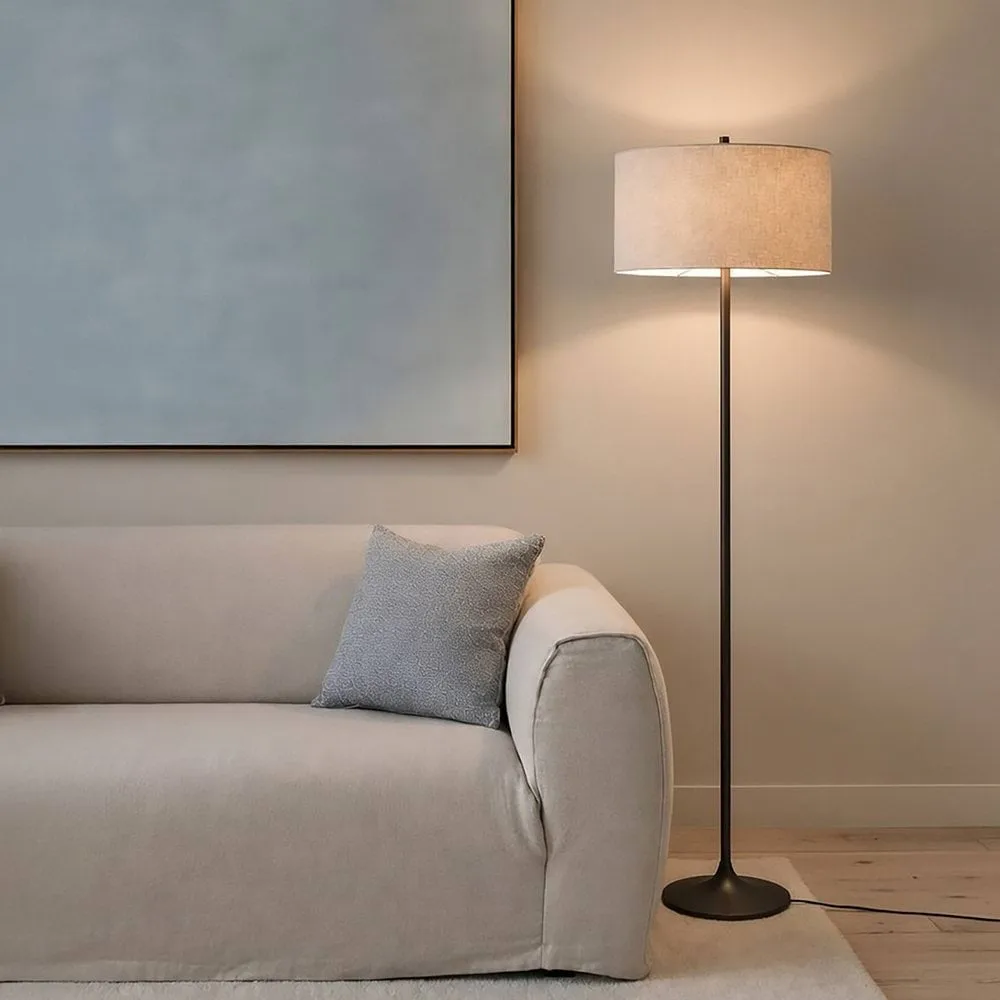 Soft Stehleuchte, Leinen natur-metallic bronze, Ø44x149,5 cm Belid