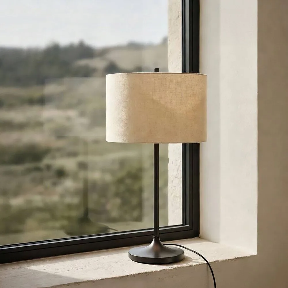 Soft Tischlampe, Leinen Natur-Metallic Bronze, Ø34x64 cm Belid