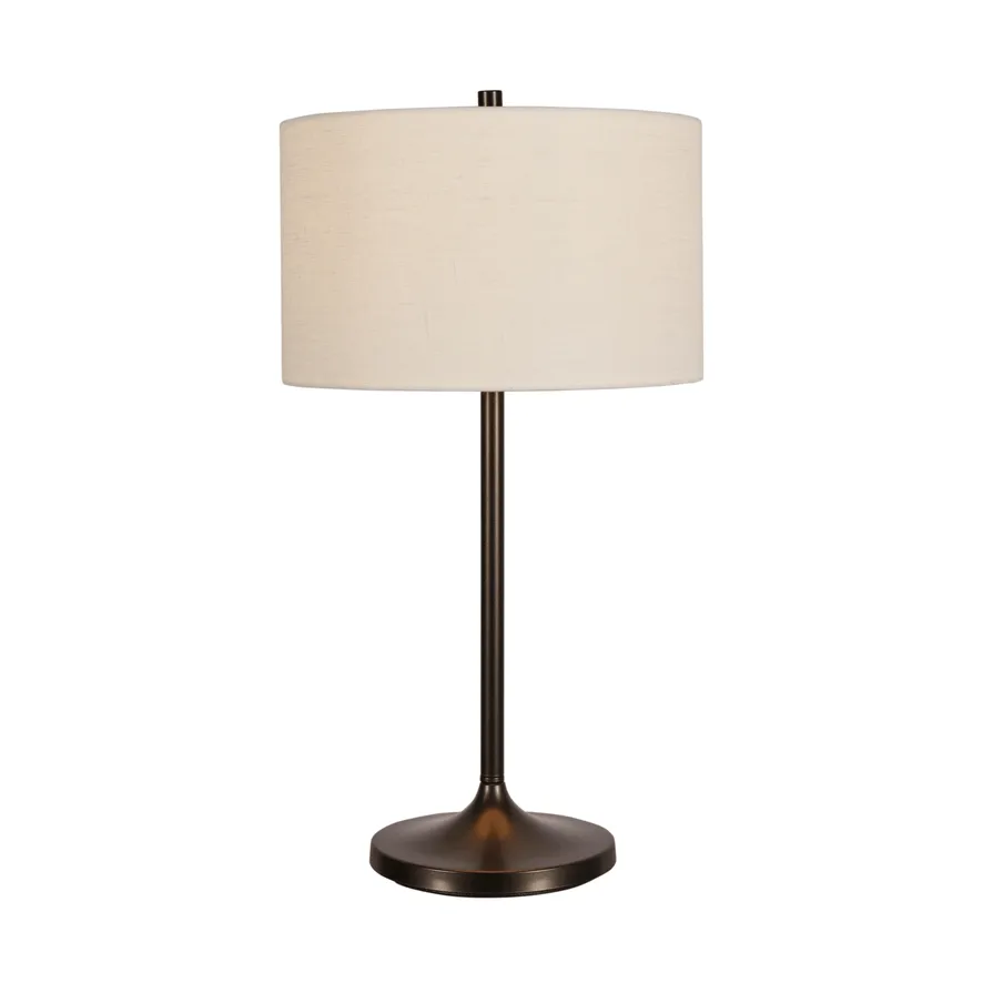 Soft Tischlampe, Leinen Weiß-metallic Bronze, Ø34x64 cm Belid