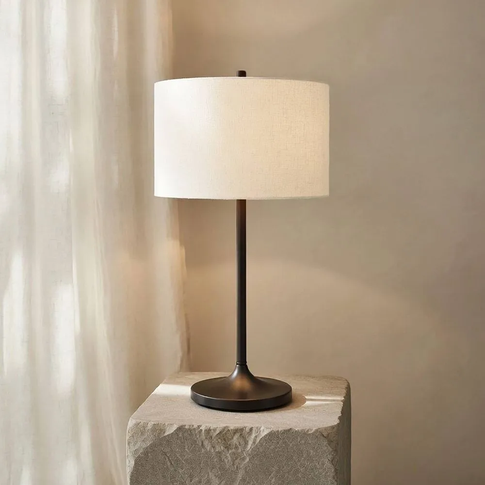 Soft Tischlampe, Leinen Weiß-metallic Bronze, Ø34x64 cm Belid