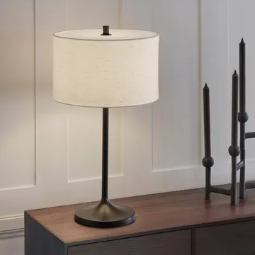 Soft Tischlampe - Leinen Weiß-metallic Bronze, Ø34x64 cm - Belid