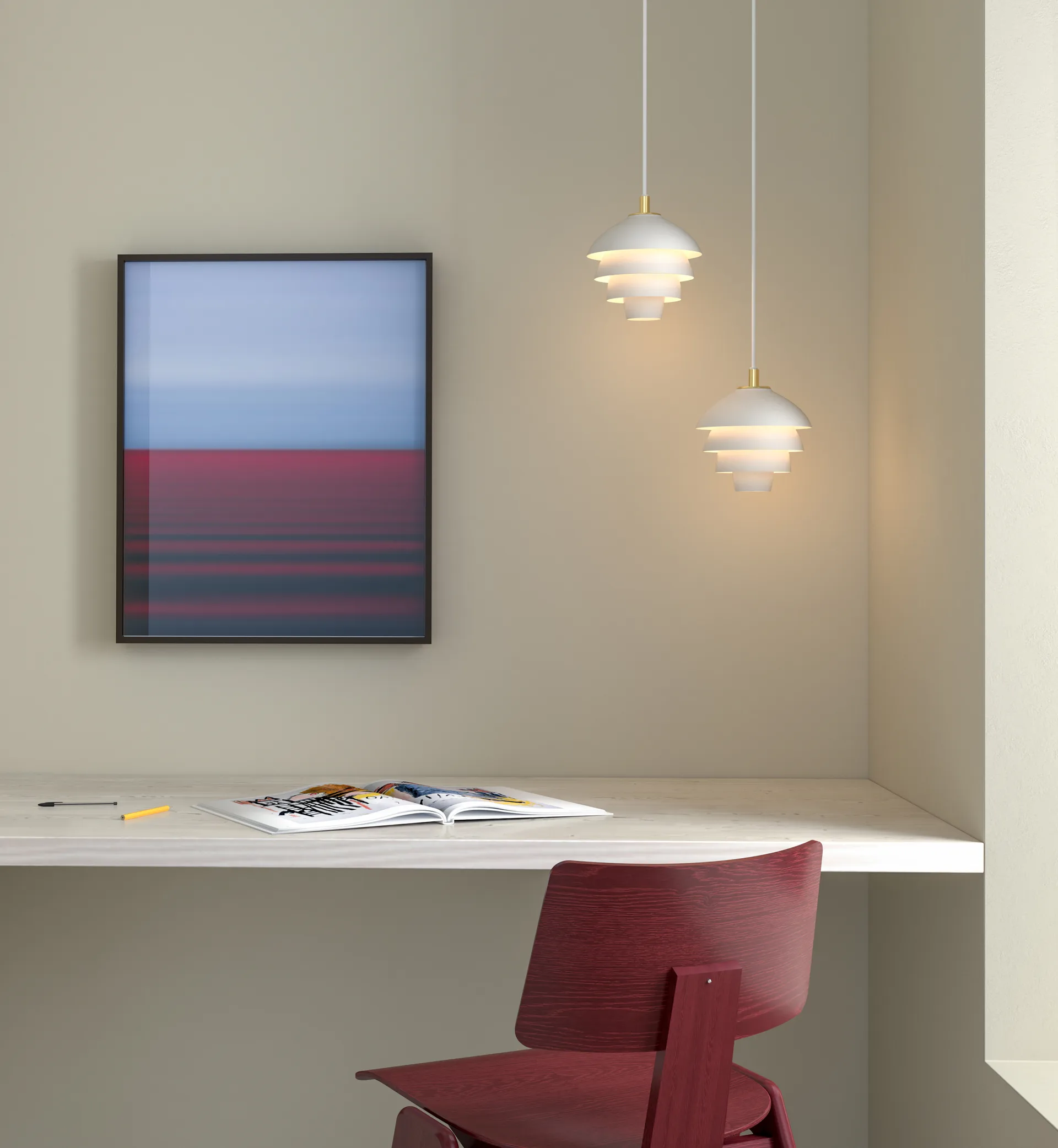 Valencia Pendelleuchte Ø18, Mattweiß-messing Belid