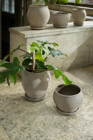 Delphi Topf mit Untersetzer 2-teilig - Grey, Ø22 cm, hoch - Bergs Potter