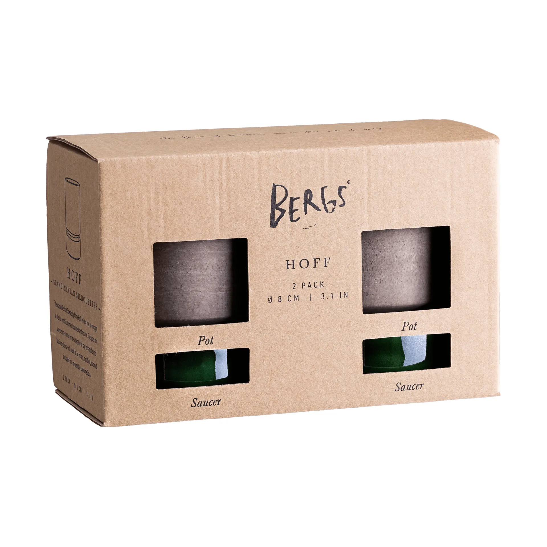 Hoff Blumentopf 2-teilig, Ø8 cm, Raw Grey-Emerald Green Bergs Potter