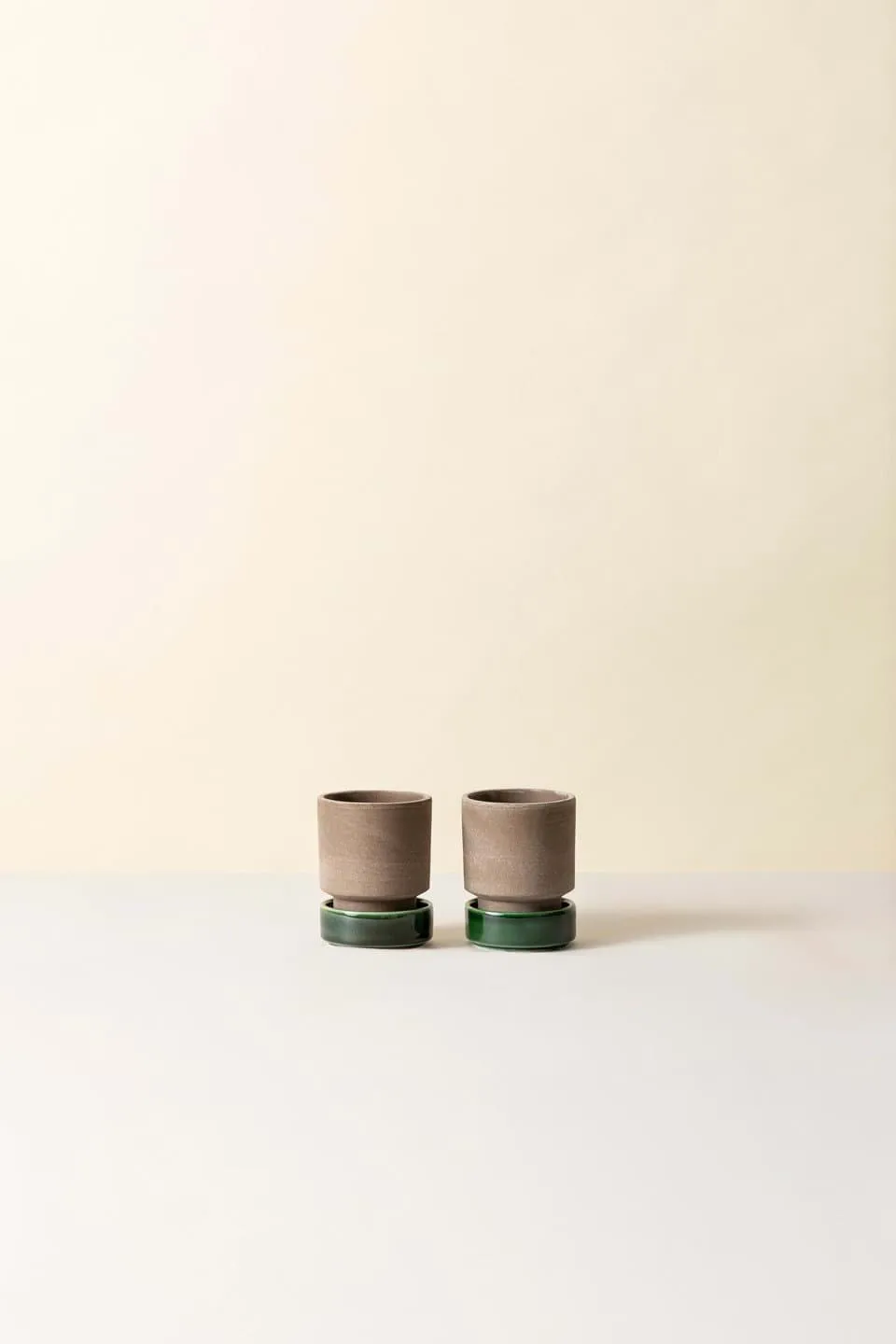 Hoff Blumentopf 2-teilig, Ø8 cm, Raw Grey-Emerald Green Bergs Potter