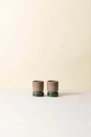 Hoff Blumentopf 2-teilig - Ø8 cm, Raw Grey-Emerald Green - Bergs Potter