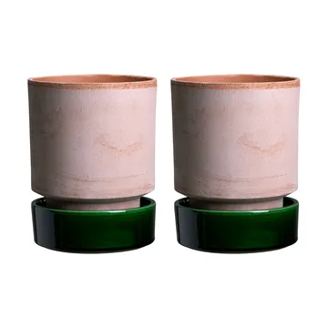 Hoff Blumentopf 2-teilig - Ø8 cm, Raw Rosa-Emerald Green - Bergs Potter