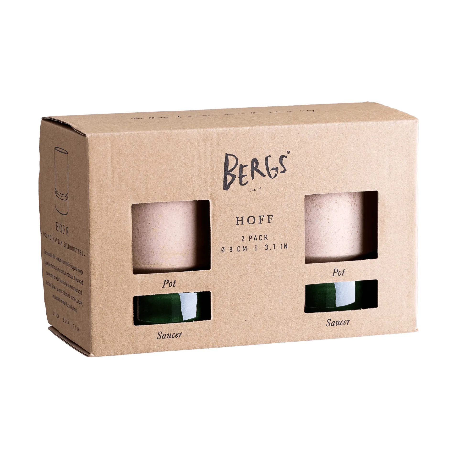 Hoff Blumentopf 2-teilig, Ø8 cm, Raw Rosa-Emerald Green Bergs Potter