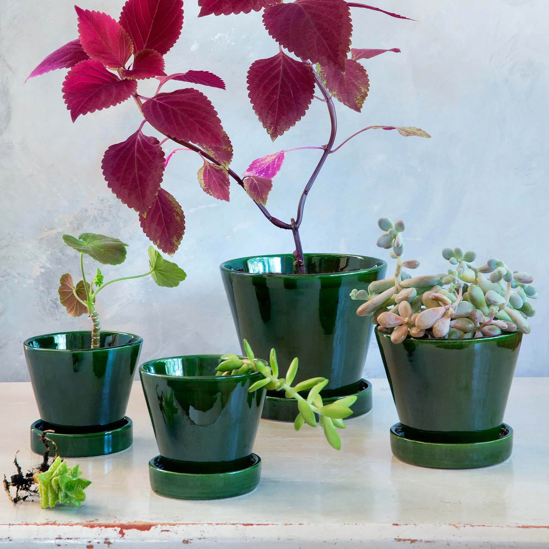 Julie Blumentopf glasiert Ø11cm, Green emerald Bergs Potter