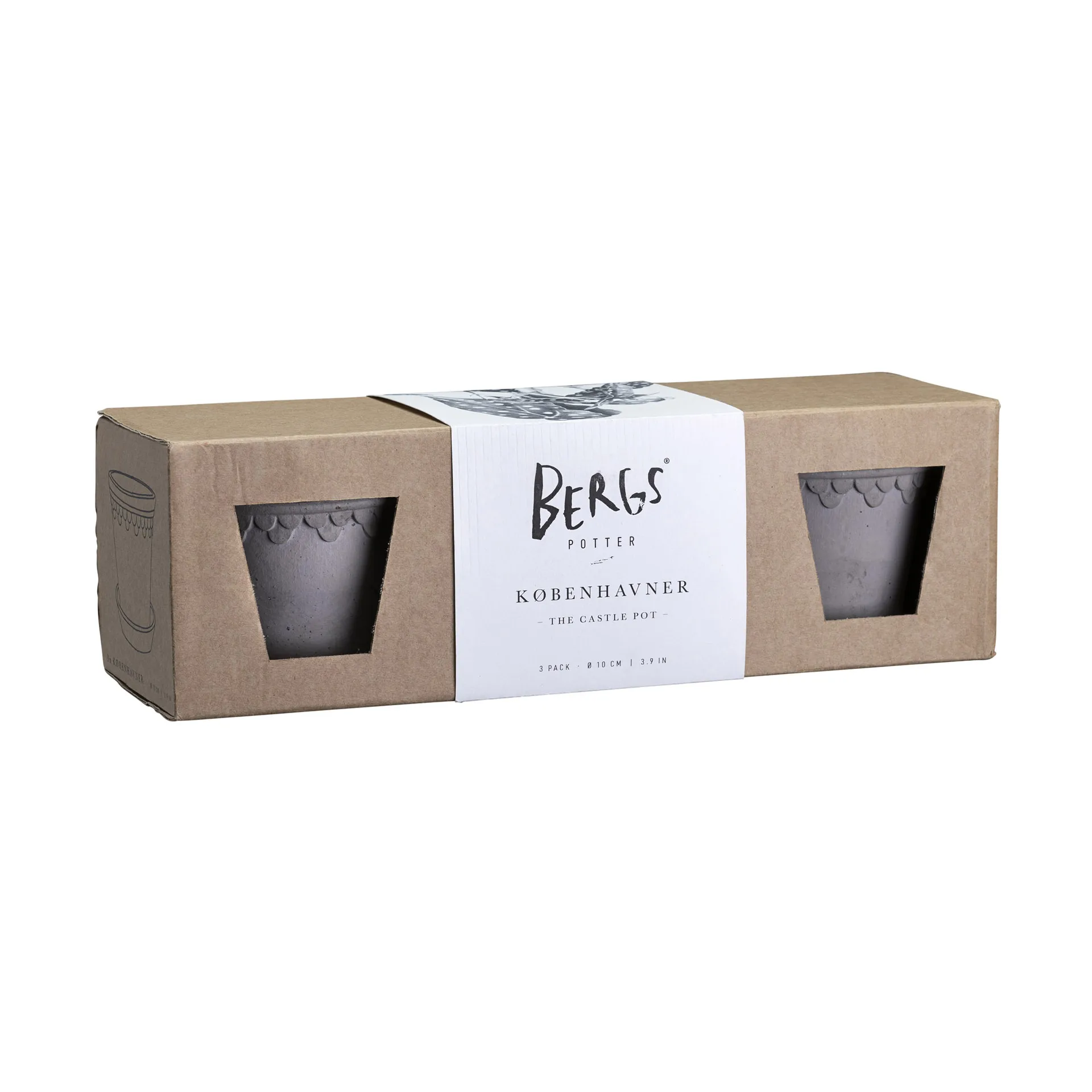 Københavner Blumentopf Ø10 cm 3er-Pack, Grey Bergs Potter