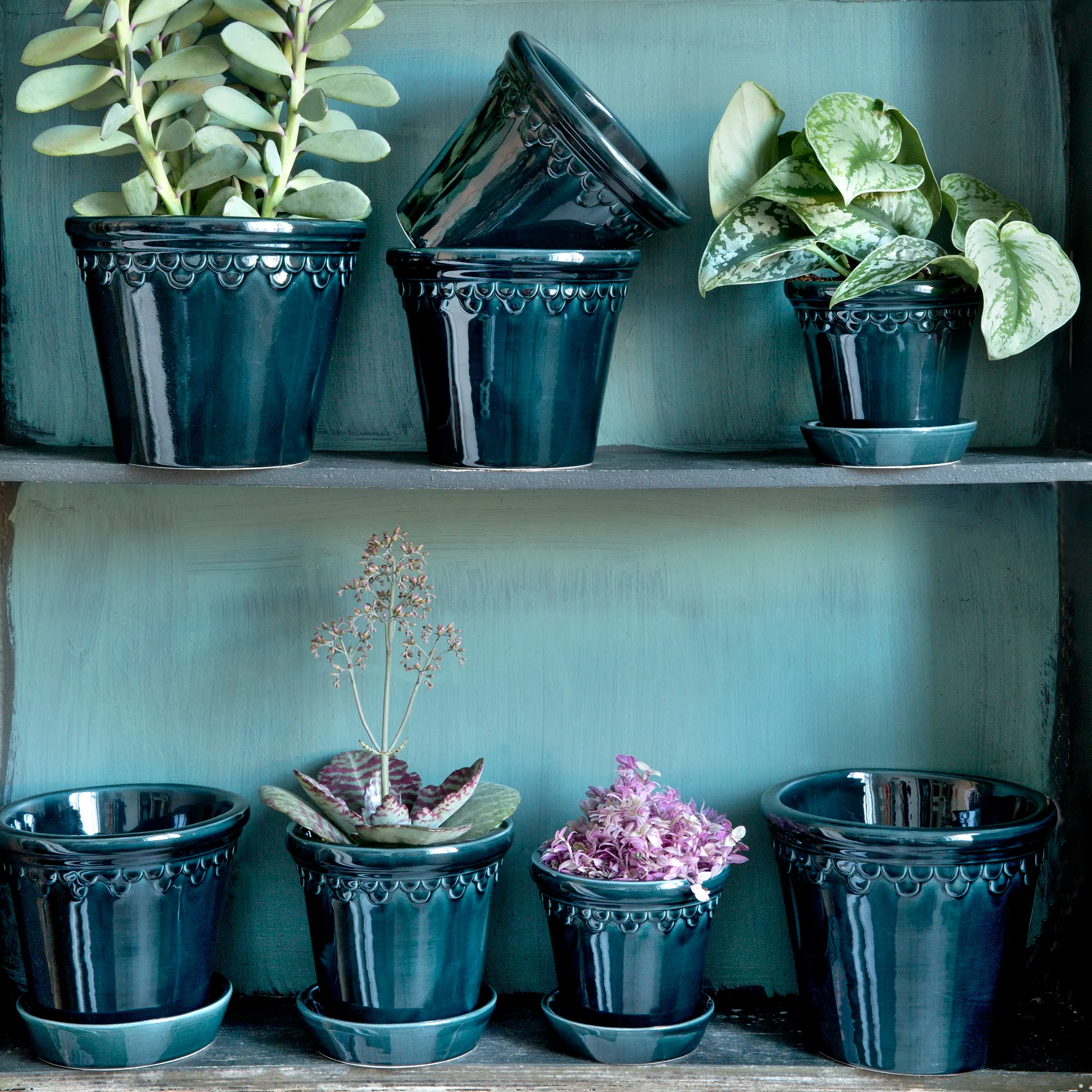 Københavner Blumentopf glasiert Ø10cm, Blau Bergs Potter