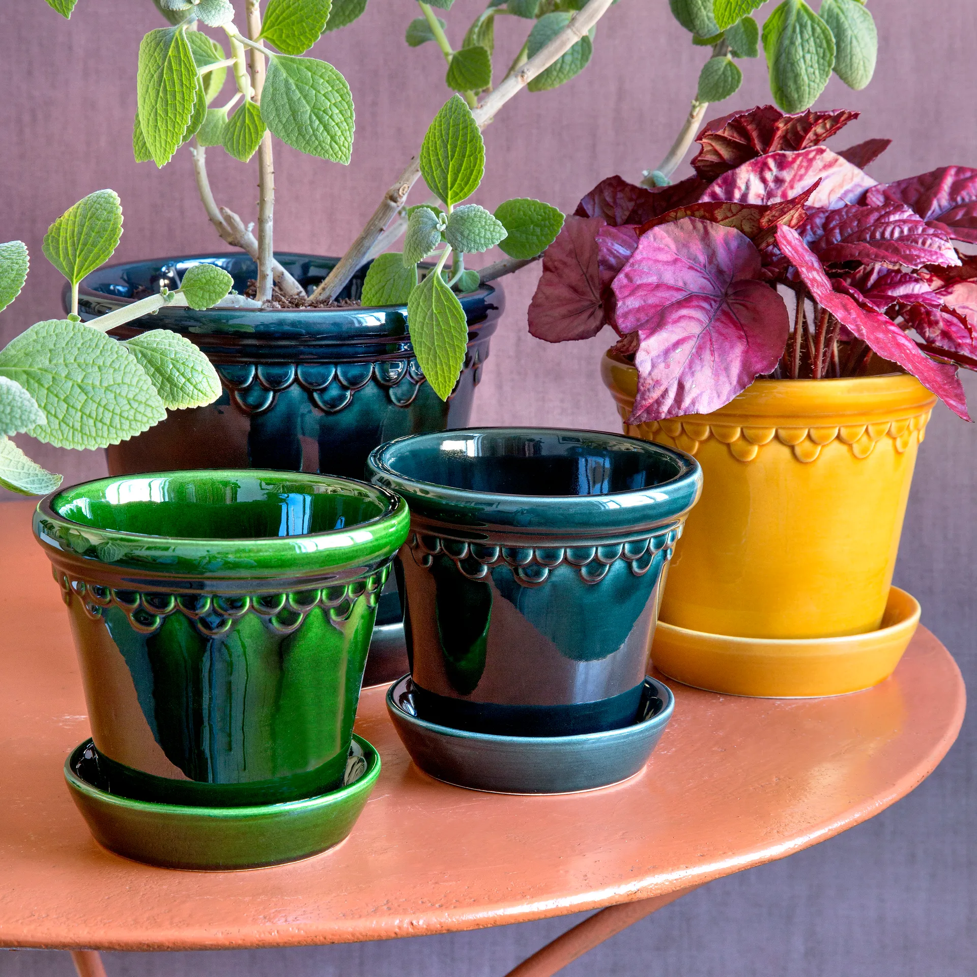 Københavner Blumentopf glasiert Ø18cm, Gelb Bergs Potter