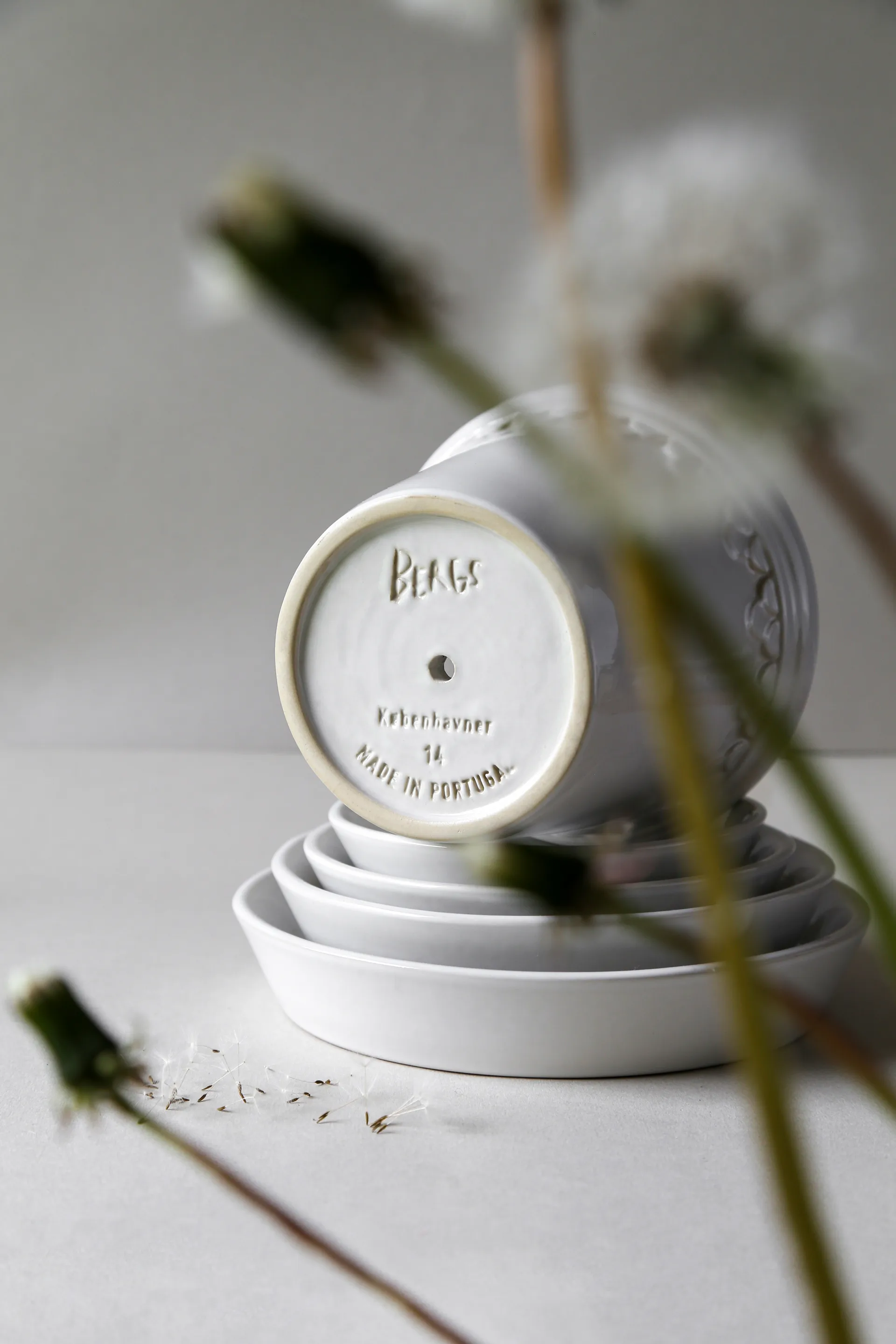 Københavner Blumentopf glasiert Ø25cm, Mineral White Bergs Potter