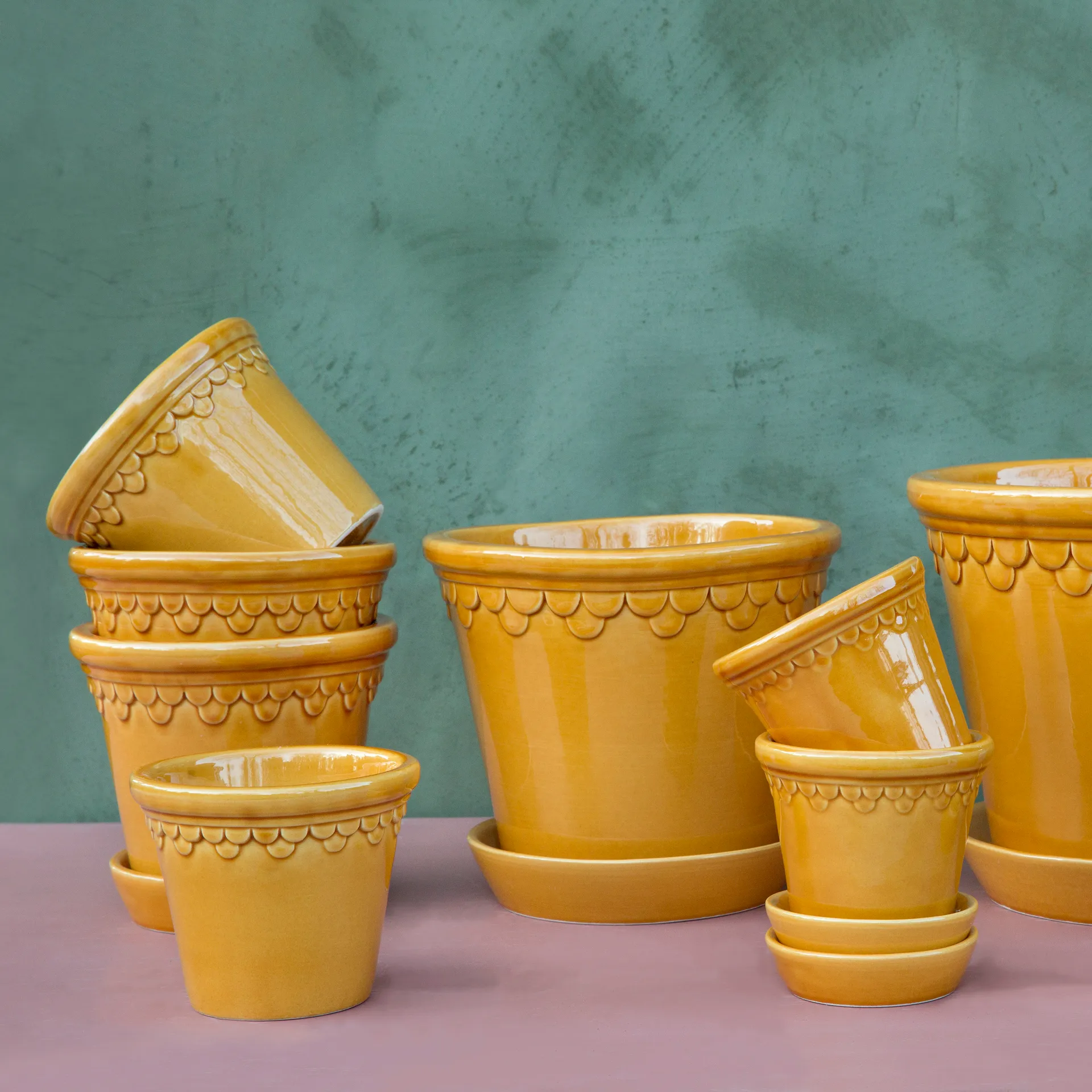 Københavner Blumentopf glasiert, Gelb, Ø10 cm Bergs Potter