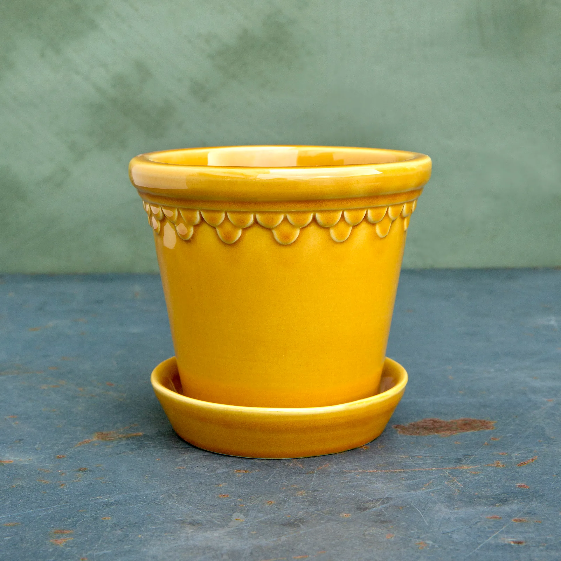 Københavner Blumentopf glasiert, Gelb, Ø16 cm Bergs Potter