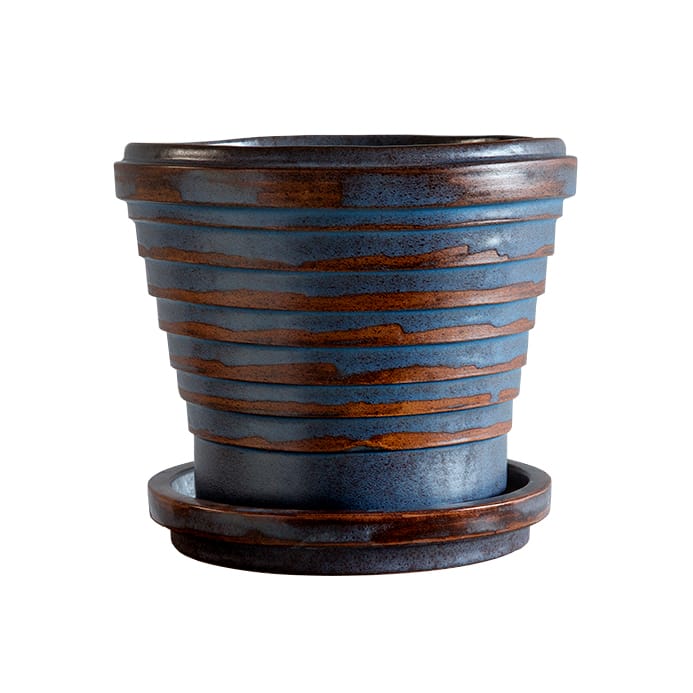 Planet Vintage Metalic Blumentopf Ø21cm, Blue brown Bergs Potter