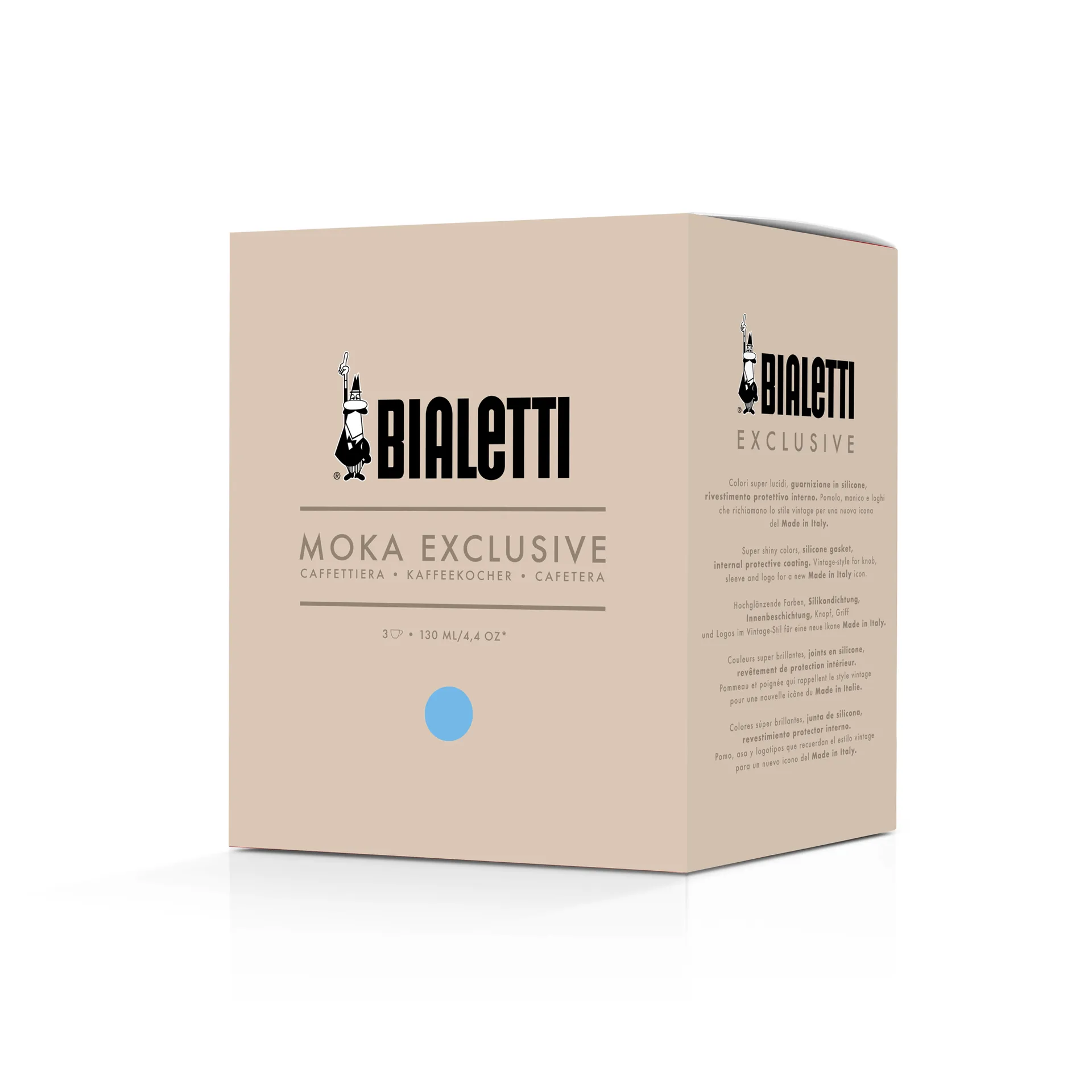 Bialetti exklusive Mokkakanne, Hellblau, 3-Tassen Bialetti