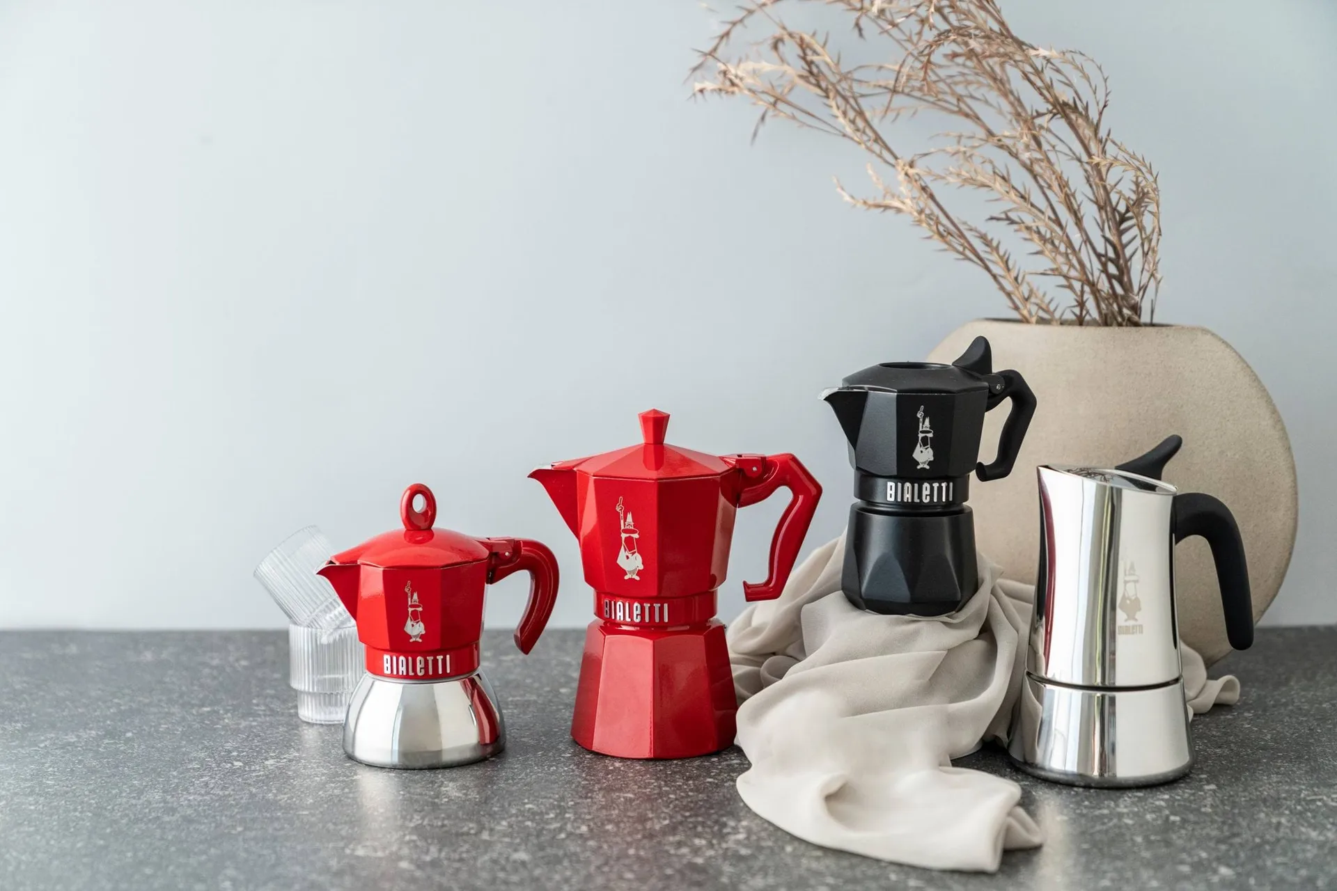Bialetti exklusive Mokkakanne, Rot, 3-telig Bialetti