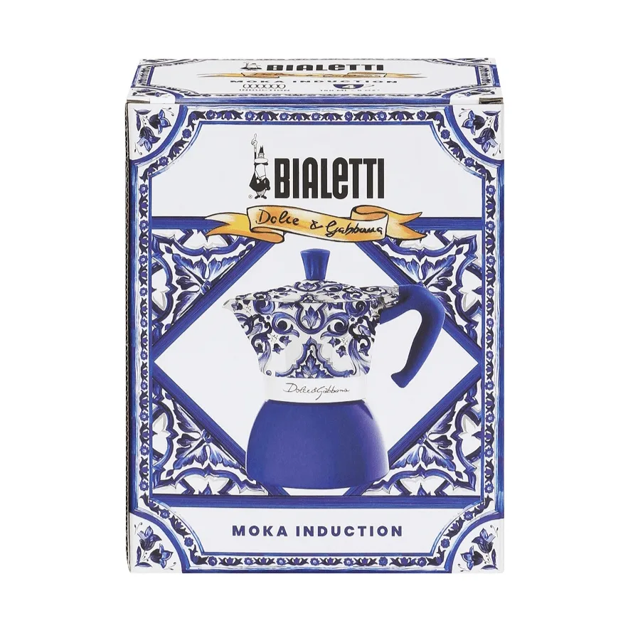 Bialetti x Dolce & Gabbana Mokkakanne Induktion, Mediterraneo, 4-teiliges Set Tassen Bialetti