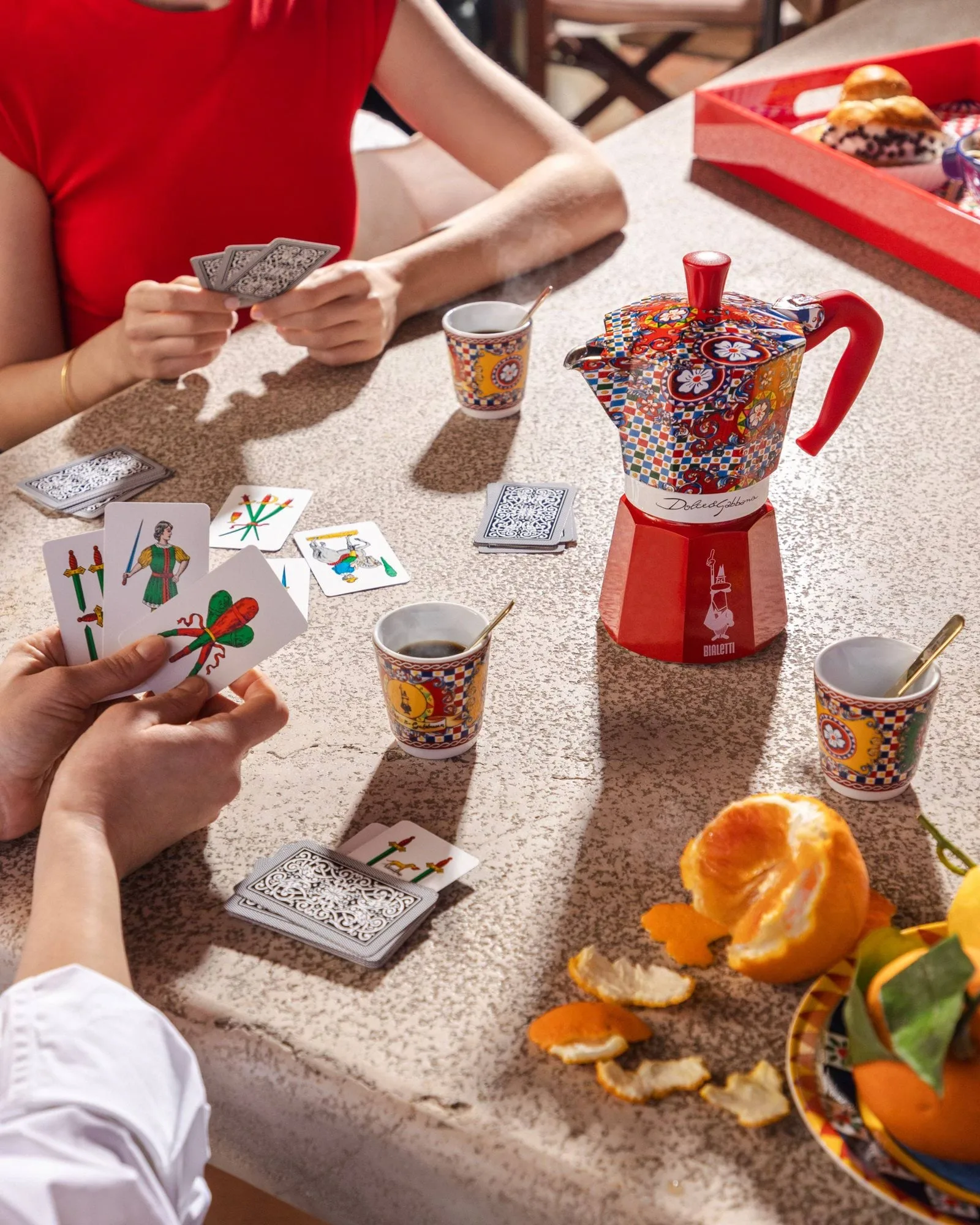 Bialetti x Dolce & Gabbana Mokkakanne, Sicilian cart, 3 Tassen Bialetti