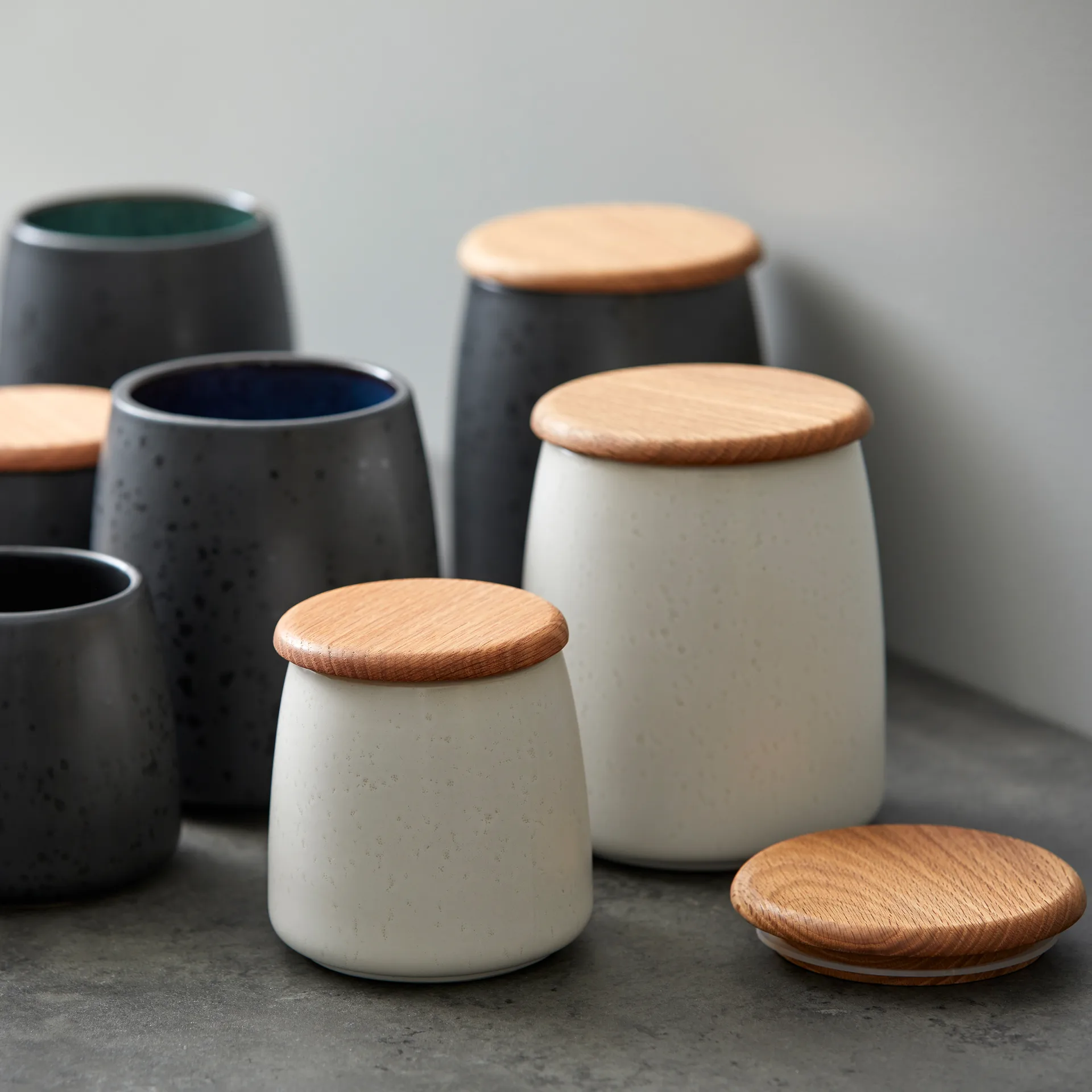 Bitz Dose mit Deckel matt 16,5cm, Matt cremeweiß Bitz