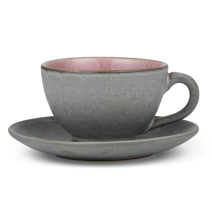 Bitz Tasse mit Untersetzer grau - Rosa - Bitz