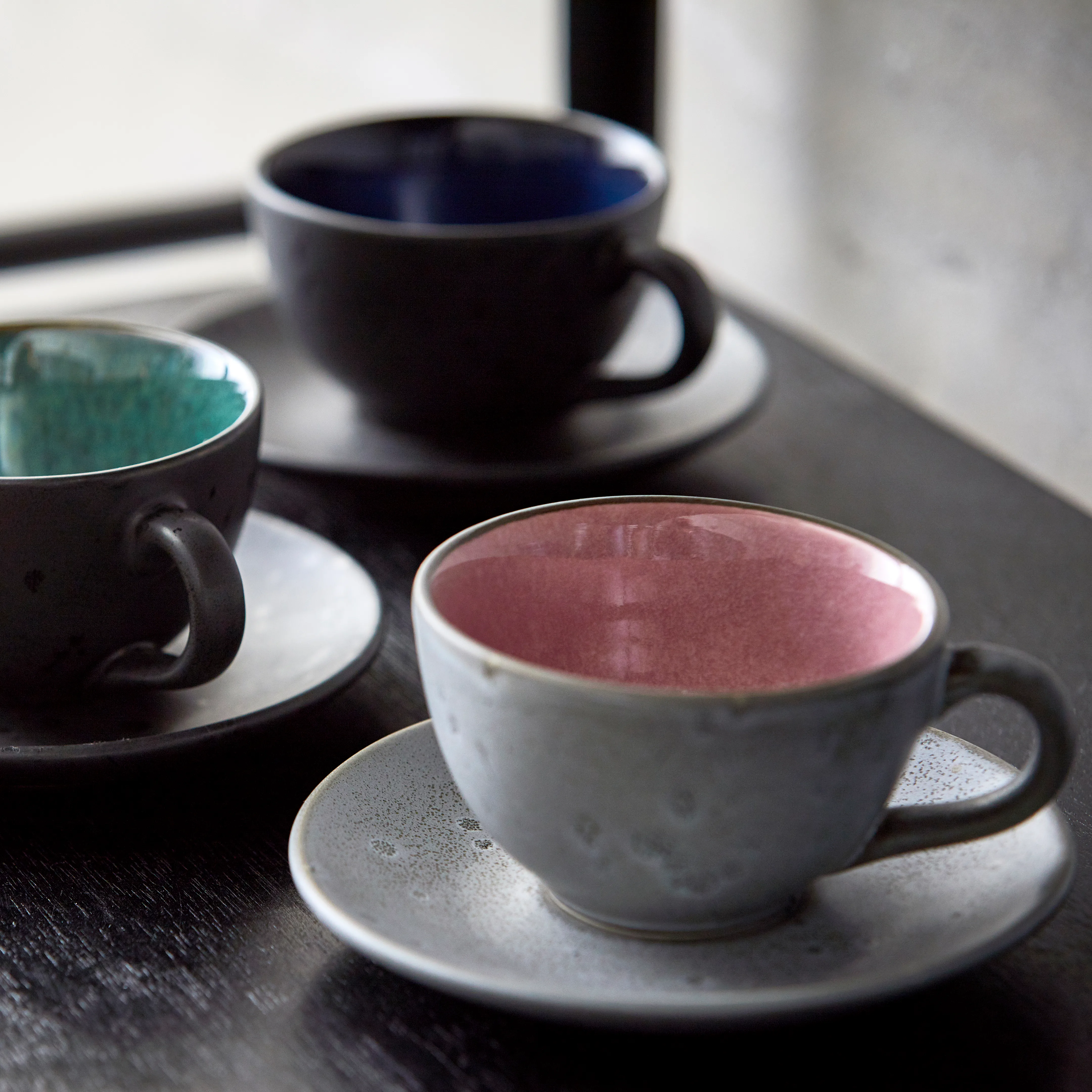 Bitz Tasse mit Untersetzer grau