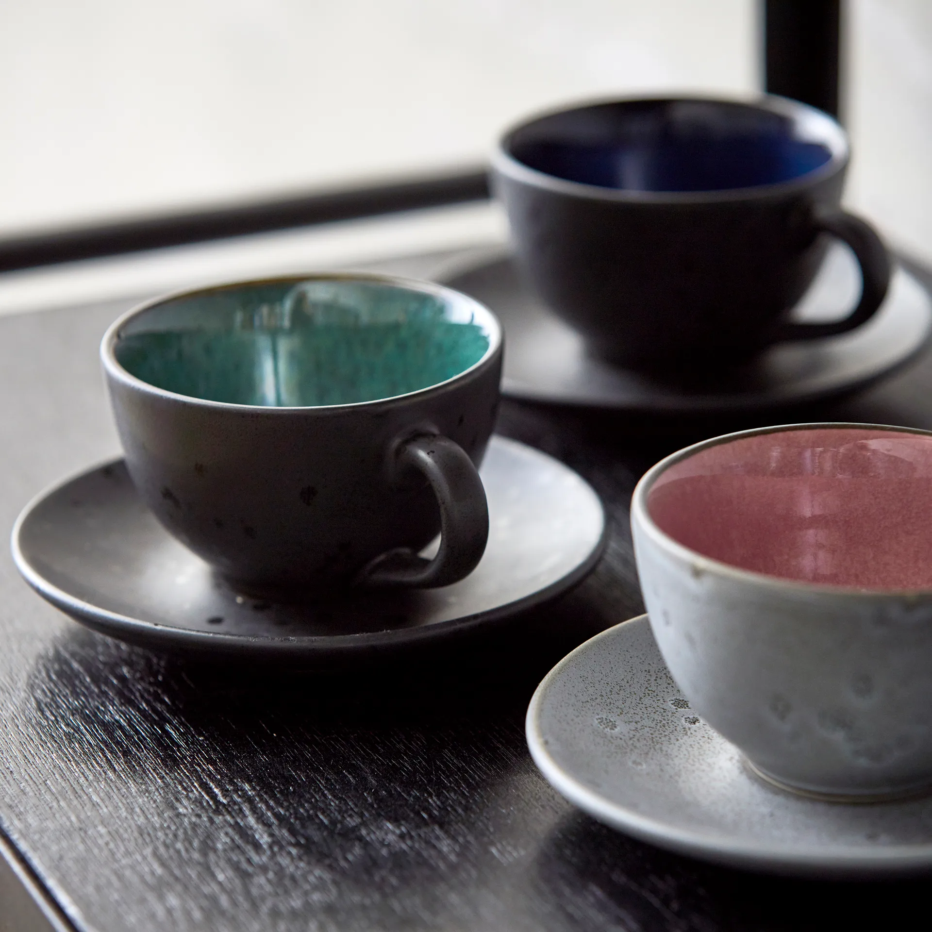 Bitz Tasse mit Untersetzer schwarz, Grün Bitz