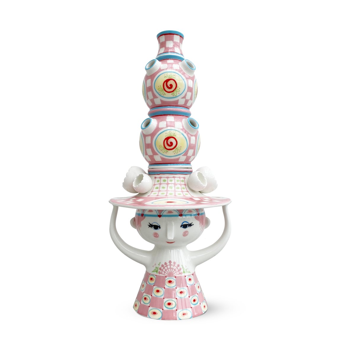 Bjørn Wiinblad Lady with hat Vase 50 cm Rosa