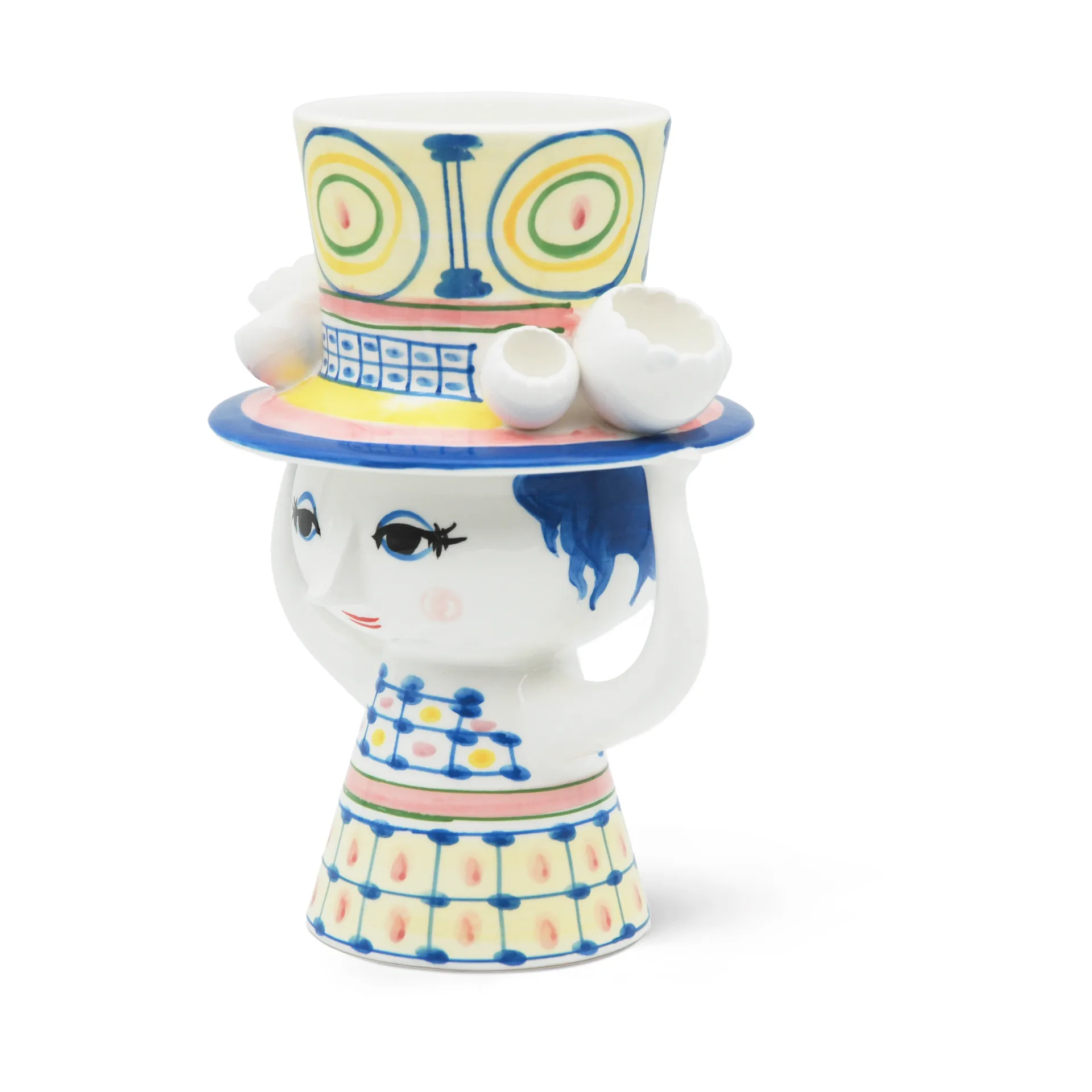 Lady with hat Vase H20,5 cm, Blau Bjørn Wiinblad