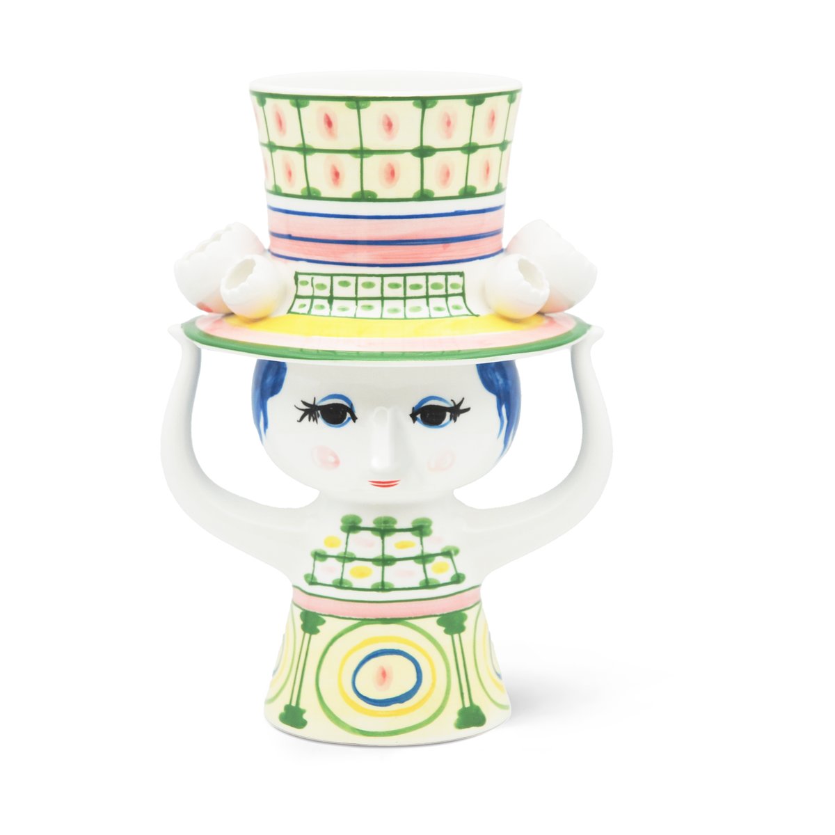 Bjørn Wiinblad Lady with hat Vase H24,5 cm Grün