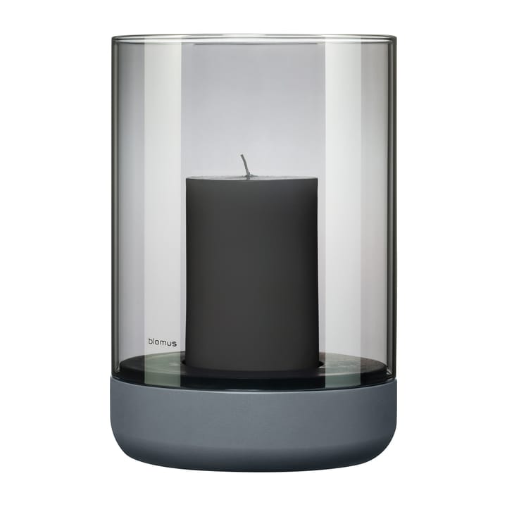 Calma Windlicht mit Blockkerze Ø15cm, Gray-smoke Blomus