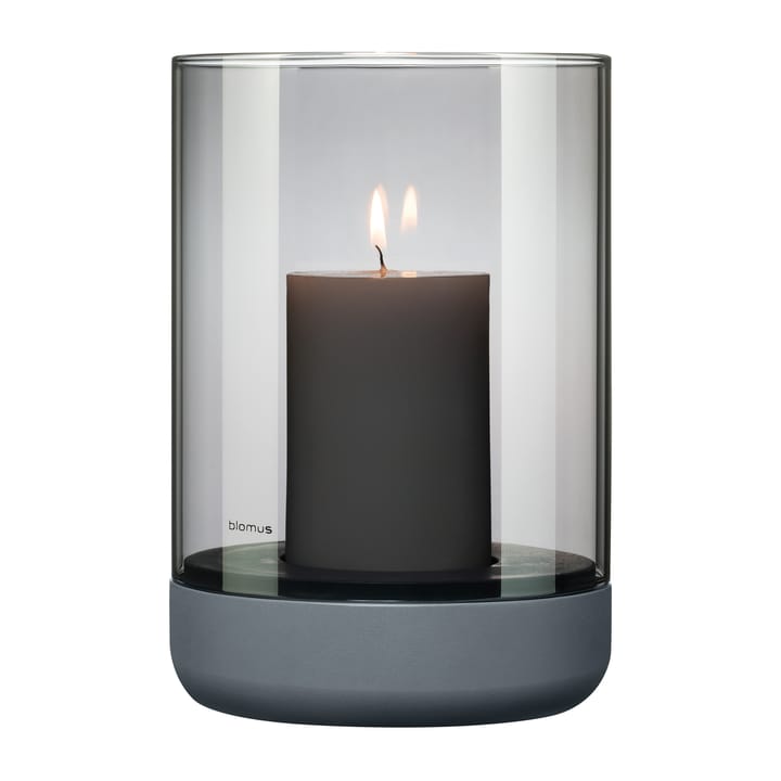 Calma Windlicht mit Blockkerze Ø15cm, Gray-smoke Blomus