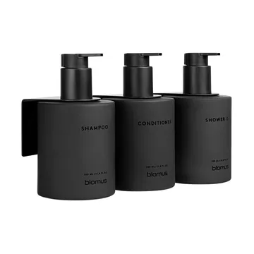 Kirei Glasflaschen inkl. Wandhalterung 3er-Pack - Smoke, leimmontiert - blomus
