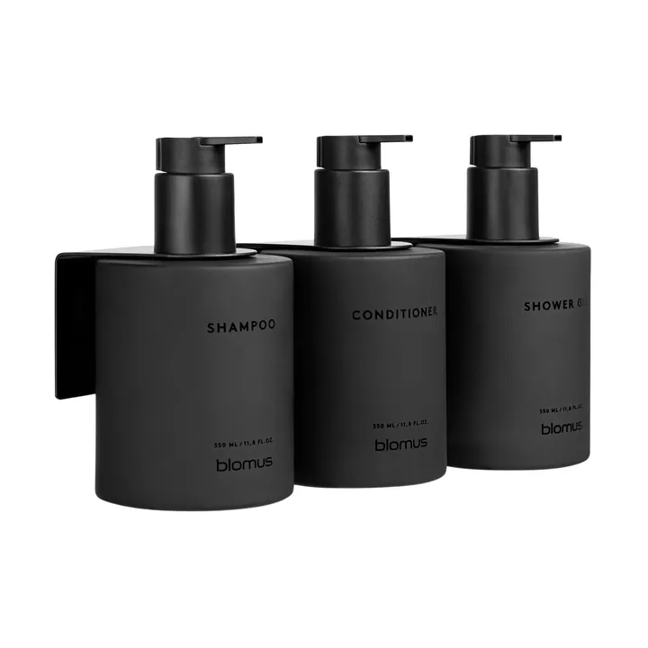 Kirei Glasflaschen inkl. Wandhalterung 3er-Pack - Smoke, leimmontiert - blomus