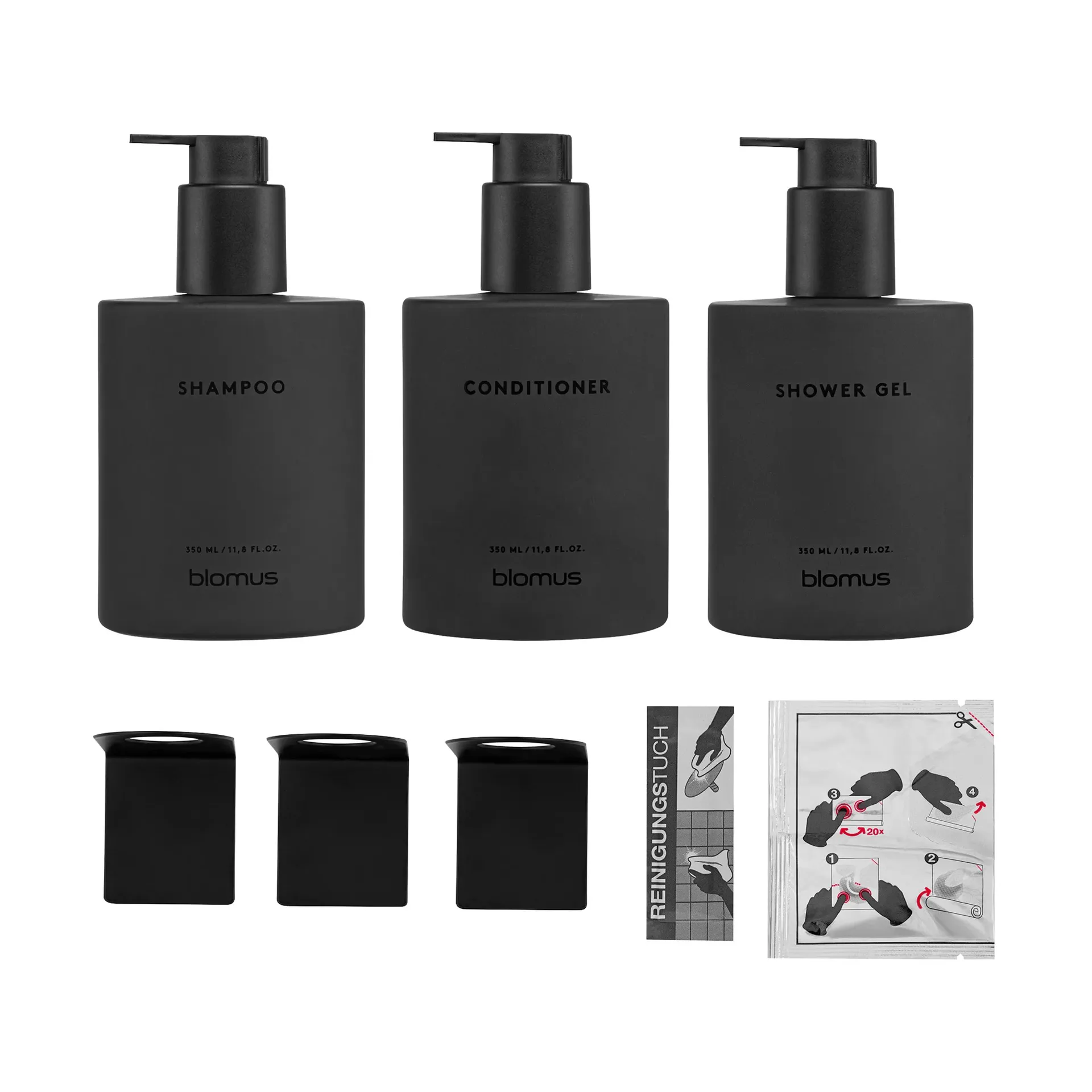 Kirei Glasflaschen inkl. Wandhalterung 3er-Pack, Smoke, leimmontiert blomus
