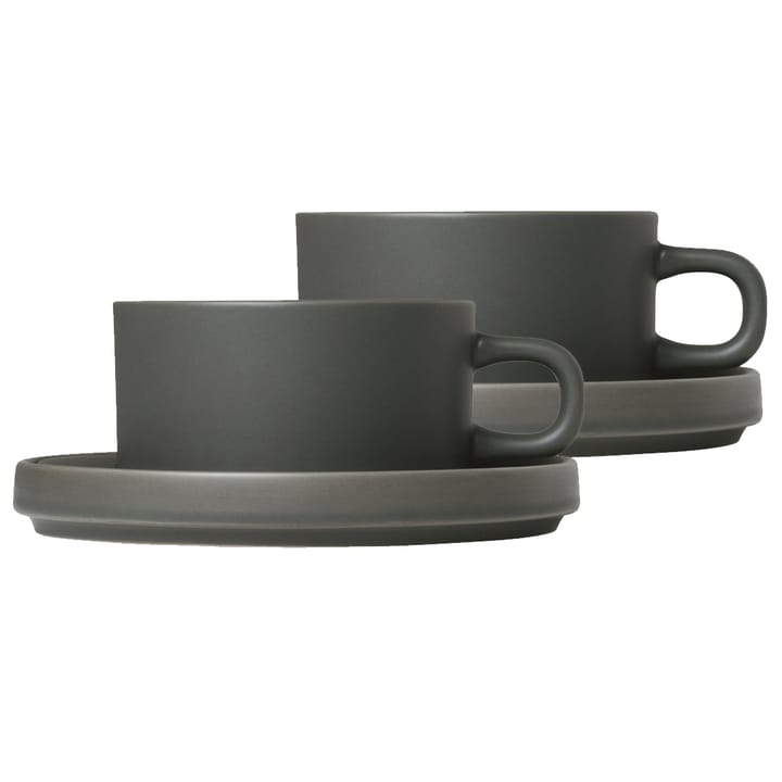 Pilar Teetasse mit Untersetzer 2er Pack - Agave green - Blomus